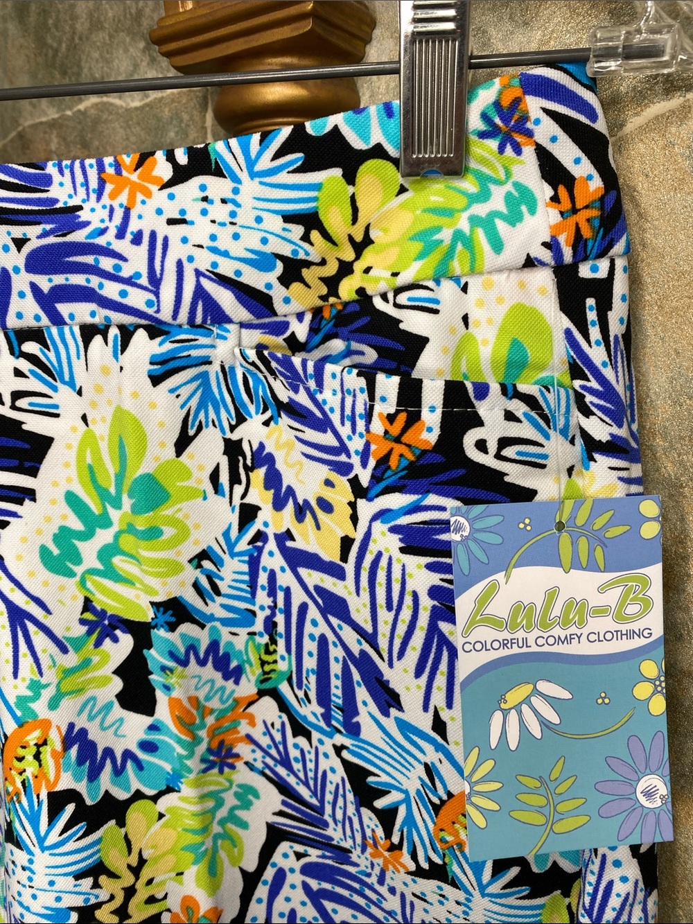 Lulu B stretch shorts tropical jungle leaf print pockets sports athletic beach - Picture 3 of 10
